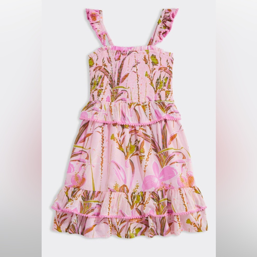 Vineyard Vines Pink and Green Smocked Dress